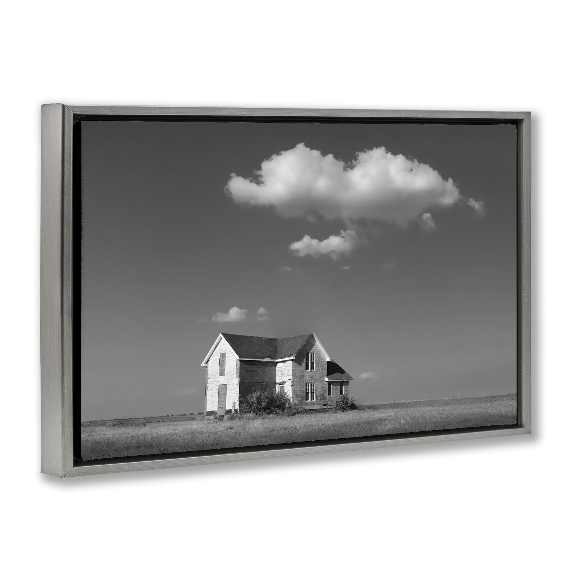 Stupell Industries Solitary Erstwhile Cottage Gray Framed Floater Canvas Wall Art, design by Steve Toole