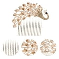 thumbnail image 3 of Unique Bargains 1 Pc Women's Durable Peacocks Side Comb for Parties Champagne Alloy, 3 of 4