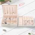 thumbnail image 2 of 2 Tier Jewelry Box, Lockable Pu Leather Jewelry Box For Girls Women, Velvet Lining, White, 2 of 3