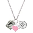 thumbnail image 1 of Delight Jewelry Silvertone Pebble Border Initial - O - Light Pink Heart Nurse Strong Zoe Necklace, 1 of 4