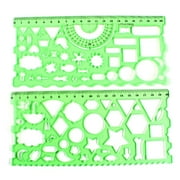 Uxcell Teacher Clear Green Learning Drawing Template Ruler Guide 2Pcs