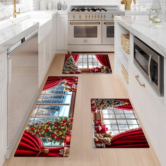 YIMEIS Christmas decoration Kitchen rugs Washable flannel Printed Area Rug and Mats DoorMats, bath mat,Autumn and WinterDecoration-Christmas tree 15.7'' x 23.6'' 19.7'' x 31.5'' 17.7'' x 47.2''