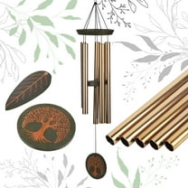 Sympathy Wind Chimes Memorial Gift – 36-inch WindChimes with Interchangeable Pendants (Tree of Life/Leaf) - Outdoor Bereavement, Condolence, Remembrance Gifts with Deep Tones