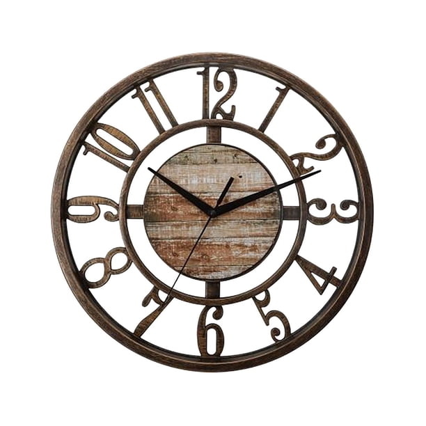 Reloj de pared Reloj analógico Decorativo Ligero Marrón Oscuro Silencioso Decoración de pared de 11 pulgadas para la escuela Oficina Estudio Sala de