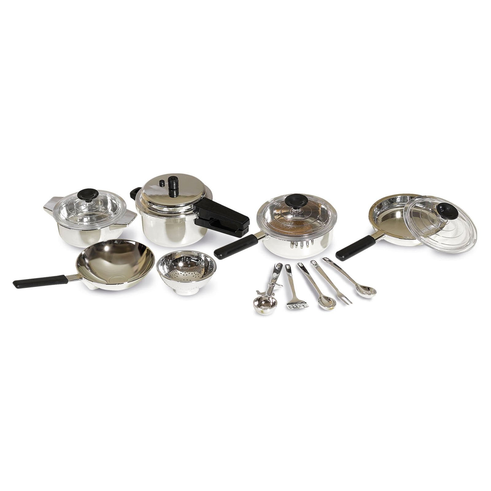 Casdon Pots and Pan Set Cooking Colander Chrome Silver Little Cook Kitchen Play