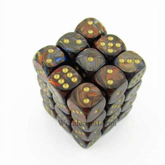 Blue Blood Scarab Dice with Gold Pips D6 12mm (1/2in) Pack of 36 Chessex