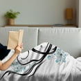 thumbnail image 3 of Tattoo Soft Flannel Fleece Blanket, Leaf Like Design Flowers and a Flying Butterfly Image Illustration Print, Cozy Plush for Indoor and Outdoor Use, 70" x 90", Blue Black and White, by Ambesonne, 3 of 5