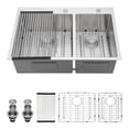 thumbnail image 1 of Kichae 33 Kitchen Sink Drop In - 33 Inch Double Bowl Kitchen Sink 60/40 Stainless Steel Drop In Top Mount Overmount Kitchen Sink Handmade Basin, 1 of 4