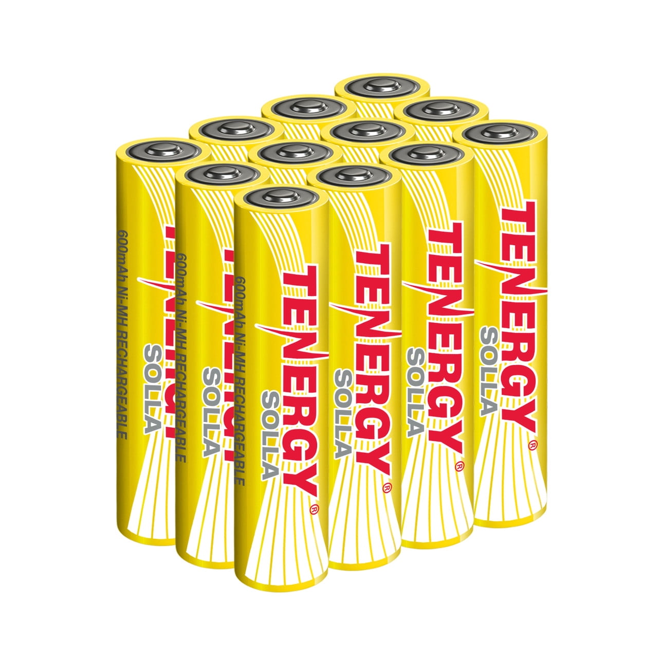 Tenergy Solla Rechargeable NiMH AAA Battery, 600mAh Solar Batteries for Solar Garden Lights, 12 PCS, UL Certified