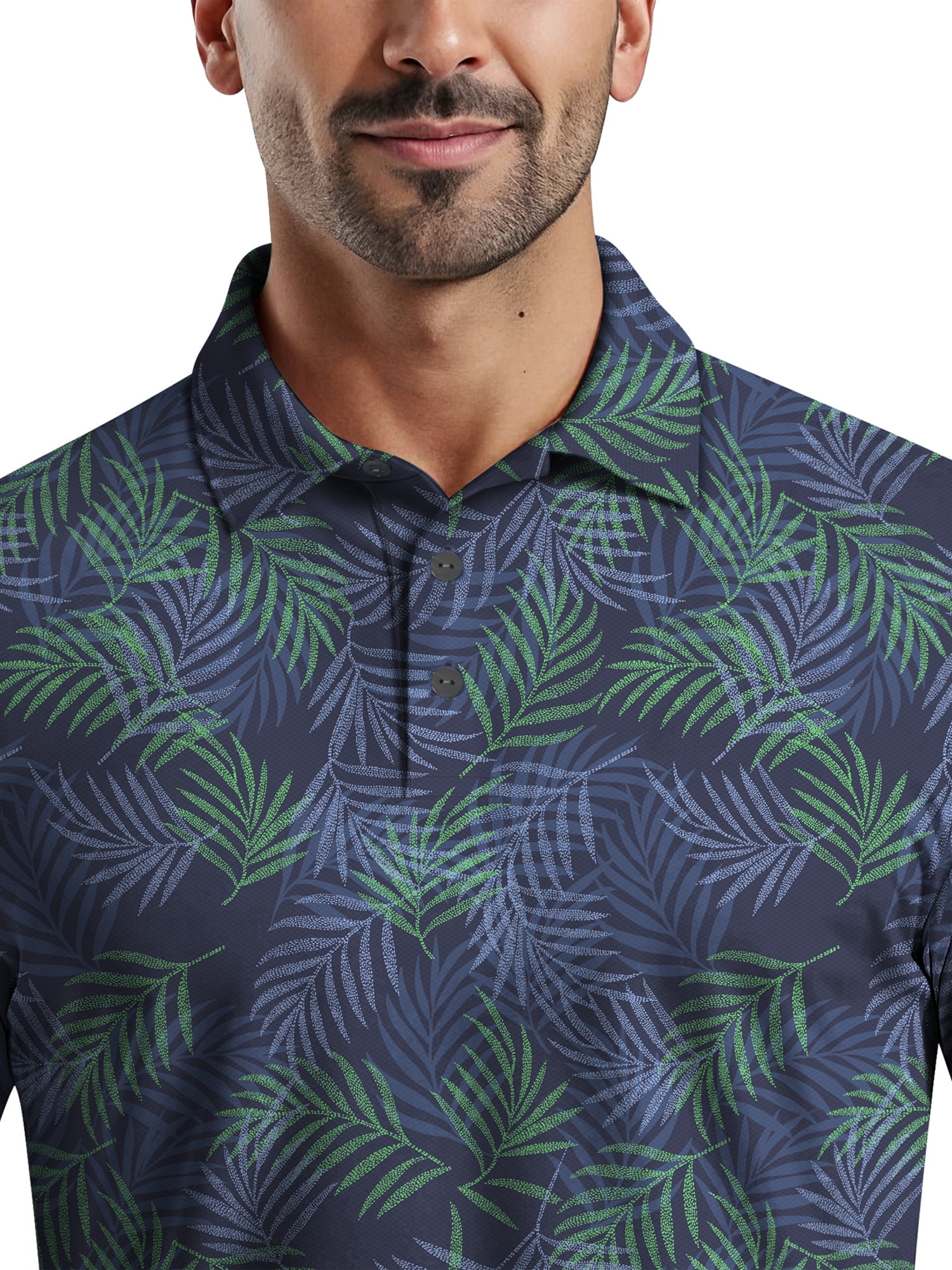 Ben Hogan Men's & Big Men's Performance Textured Multi-color Tropical Short Sleeve Polo Shirt, up to 5XL