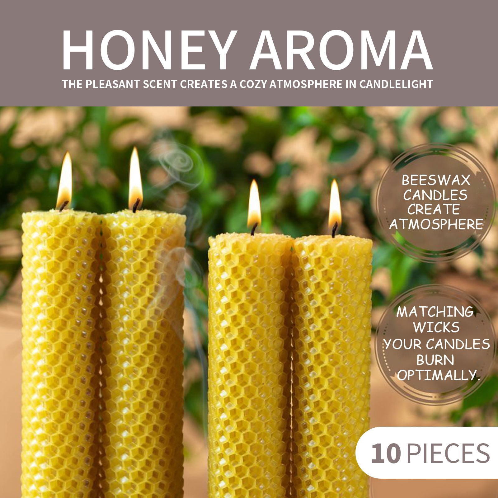 Alvantor Beeswax Candles for DIY Candle Making Kit Honeycomb Sheets Pure Wax Roll, 10pcs