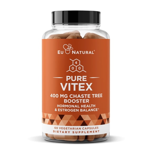 Eu Natural Pure Vitex, 400 Mg Chasteberry, Hormone Balance, Full-Spectrum & Standardized – 60 Vegetarian Capsules