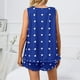 thumbnail image 4 of Women Heart Print Ruffle Pajamas Set Crewneck Tank Top Slant Pocket Shorts 2 Piece Sleepwear Loungewear Blue XL, 4 of 6