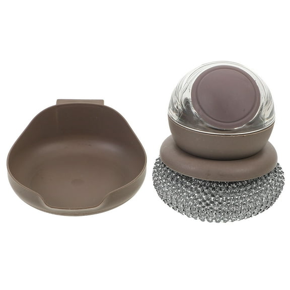 ULTNICE 4Set Dish Brush with Steel Wire for Kitchen Pots and Sinks Brown Simple Design for Efficient Cleaning
