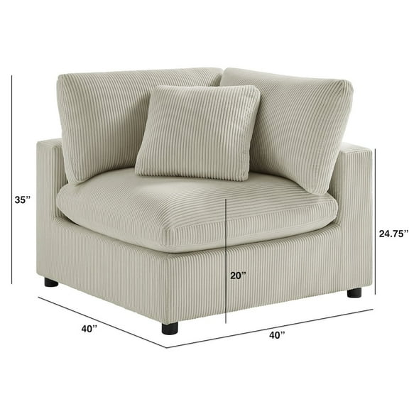 Comfort Pointe Casella Corner Wedge - Beige Corduroy