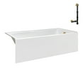 thumbnail image 4 of Streamline NAL-5580-BGL 60 in. x 32 in. Acrylic Right-Hand Drain Alcove Bathtub in Glossy White With External Drain in Brushed Gold, 4 of 10