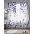 thumbnail image 2 of Purple Eucalyptus Leaves Sheer Curtains 108 Inch Length 2 Panels Set Window Treatments, Spring Summer Botanical Rod Pocket Semi Curtains for Living Room/Bedroom/Kitchen Décor, 104"W x 108"L, 2 of 7