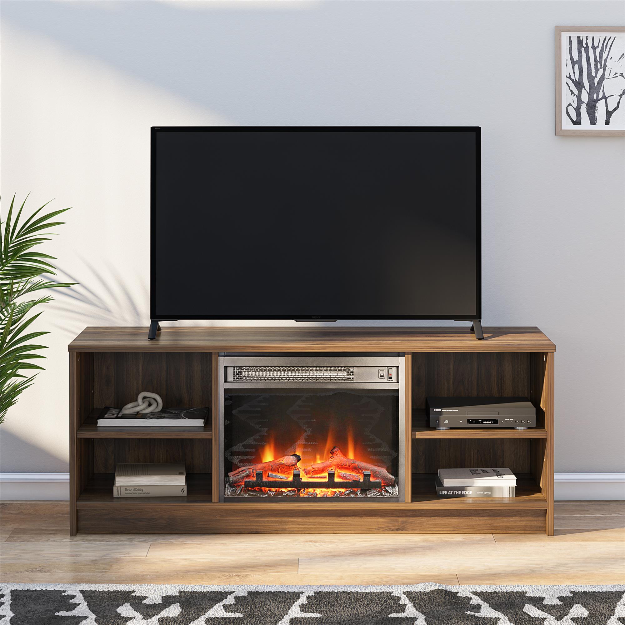 Mainstays Fireplace TV Stand, for TVs up to 55", Walnut - image 2 of 12
