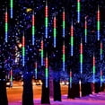 thumbnail image 1 of Meteor Shower Lights, LED Falling Rain Lights 30cm 8 Tube 144 LEDs Falling Raindrop Light, Waterproof Icicle Snow Fall for Xmas Trees Parties Wedding Garden (Multi Color), 1 of 8