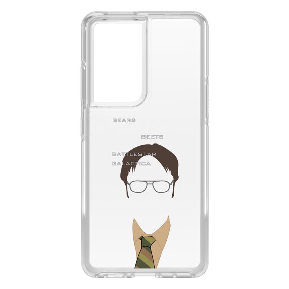 DistinctInk Clear Shockproof Hybrid Case for Galaxy S21 ULTRA 5G (6.8" Screen) - TPU Bumper, Acrylic Back, Tempered Glass Screen Protector - BEARS BEETS BATTLESTAR GALACTICA