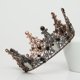 thumbnail image 2 of Corona barroca, tiara redonda vintage, corona de reina negra con diamantes de imitación gótica retro, 2 of 5