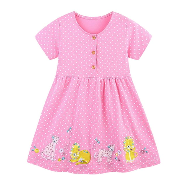 MEZZALL Robe Princesse à Pois Brodée pour Filles Tout-Petits Robe de Fête Florale Mignonne pour Enfants Robe d'Été, 2 Ans