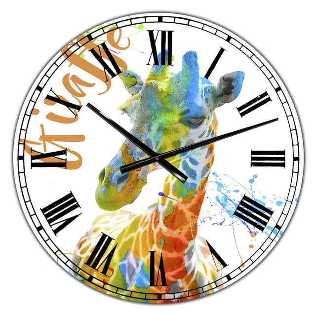 DesignArt Colorful Safari Animals D Large Wall Clock