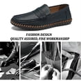 thumbnail image 4 of Men's Casual Leather Penny Loafers Lightweight Comfortable Fashion Slip-on Moccasins for Walking Business Driving Shoes Blue 10.5 US, 4 of 7