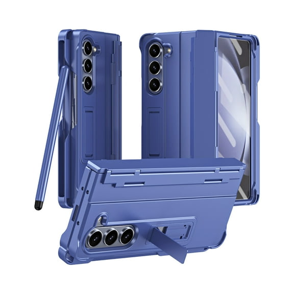 Screen Protector Case Compatible for Samsung Galaxy Z Fold 6 5G with Stylus Pen, Hinge Protection Shockproof Drop Protective Bumper Case with Build in Screen Protector, Blue