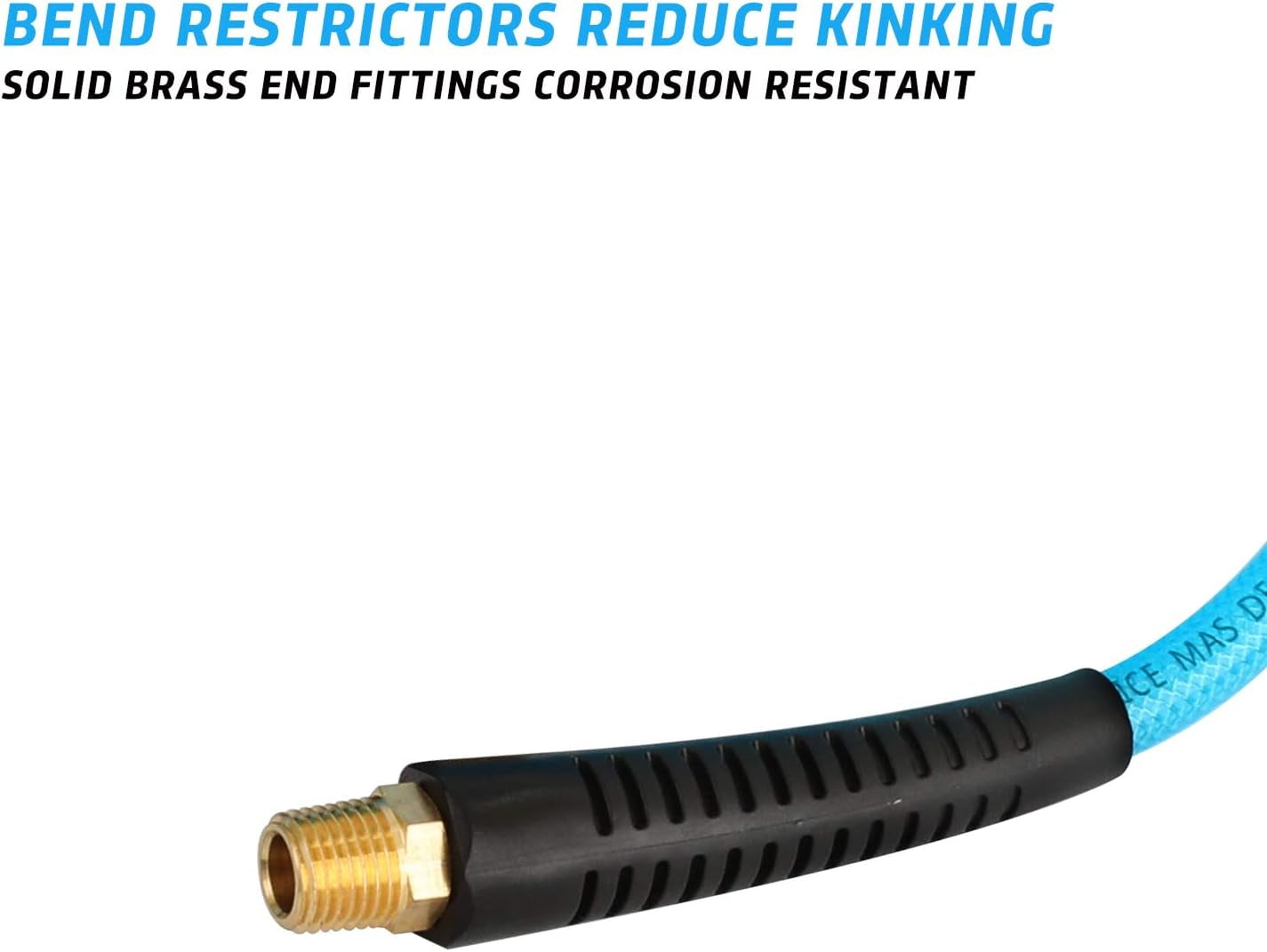 MKEUDQ-1/4''×10ft Recoil PU Air Hose, Air Compressor Hose with Swivel Fittings and Bend Restrictors