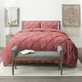thumbnail image 2 of Nestl 3 Piece Pinch Pleated Pintuck Duvet Cover Set with Shams, Soft Microfiber,Button Closure Bedding Set, Full - Mauve, 2 of 9