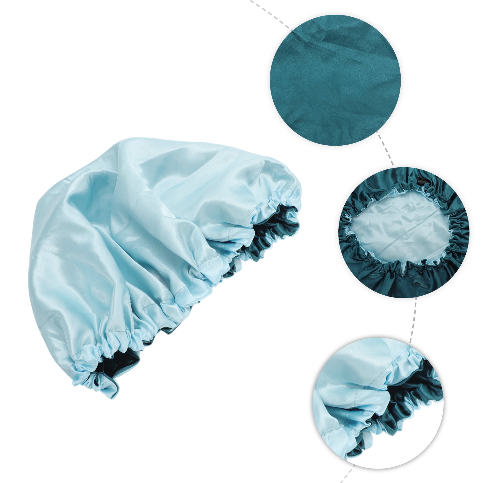 Unique Bargains Women Reusable Shower Cap for Bathroom Hotel 1 Pc Peacock Blue