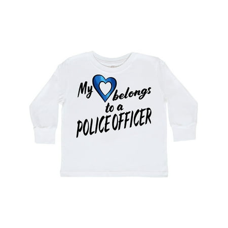

Inktastic My Heart Belongs to a Police Officer with Blue Heart Gift Toddler Boy or Toddler Girl Long Sleeve T-Shirt