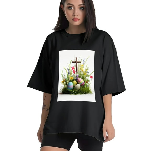 Plus Size Shirt for Women Black Tops for Women Short Sleeves Shirt for Women Easter15 T Shirt Crewneck Shirt for Women XS