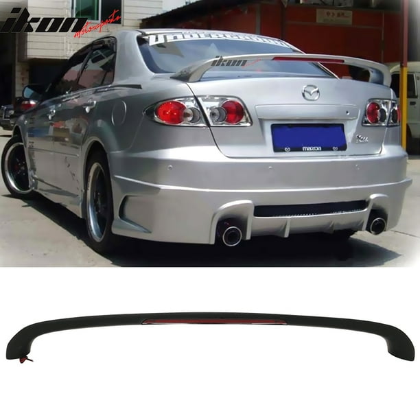 Compatible With 03 08 Mazda 6 Mazda6 4dr Hb Oe Abs Rear Trunk Spoiler Wing Led 3rd Brake Light 03 04 05 06 07 08 Walmart Com Walmart Com