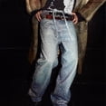 thumbnail image 3 of Men Women Rhinestone Wide Leg Jeans,Vintage Baggy Sparkly Bling Y2K Denim Pants, 3 of 6