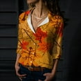 thumbnail image 4 of USSUMA Long Sleeve Blouse For Women Trendy, Womens Lapel Button Down Shirts Maple Leaf Floral Print Graphic Tops Long Sleeve Casual Blouses Fall for Female, 4 of 6