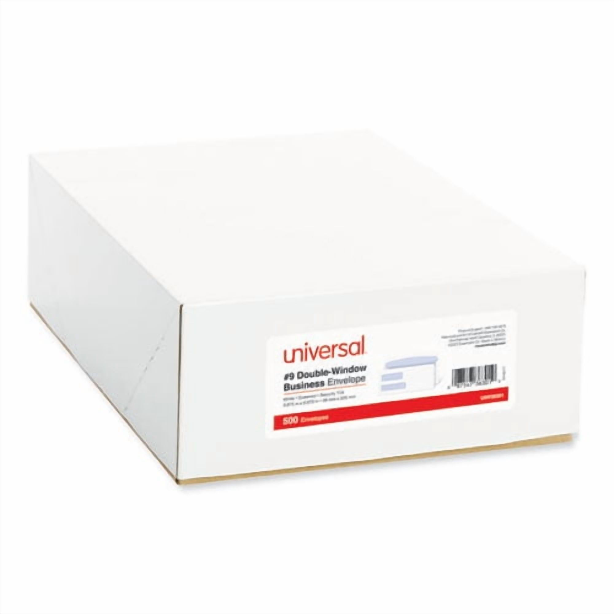 Double Window Business Envelope, #9, Blade Flap, Gummed Closure, 3.88 x 8.88, White, 500/Box | Bundle of 2 Boxes