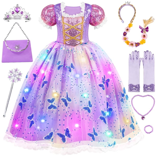 Vestido de Princesa Meland con Luces para Niñas de 3 a 10 Años con Accesorios