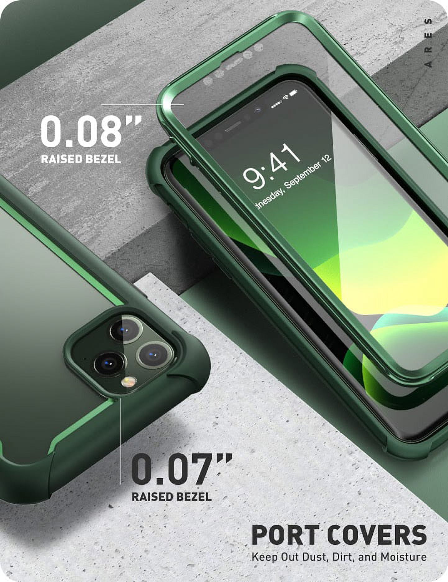 i-Blason Ares Case for iPhone 11 Pro Max 6.5 inch 2019 Release, Dual Layer Rugged Clear Bumper Case with Built-in Screen Protector (Green)