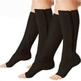 thumbnail image 1 of 2 Pairs Compression Socks Toe Open Leg Support Stocking Knee High Socks with Zipper, 1 of 6