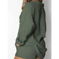 thumbnail image 3 of Michellecmm Women 2 Piece Pajama Set Solid Color Long Sleeve Button Shirt and Shorts Loungewear Soft Sleepwear for Nightwear, 3 of 7