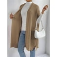 thumbnail image 6 of Women'S Ribbed Knit Cardigan Batwing Short Sleeve Oversized Casual Sweater Chunky Side Split Long Coat Camel One size, 6 of 9