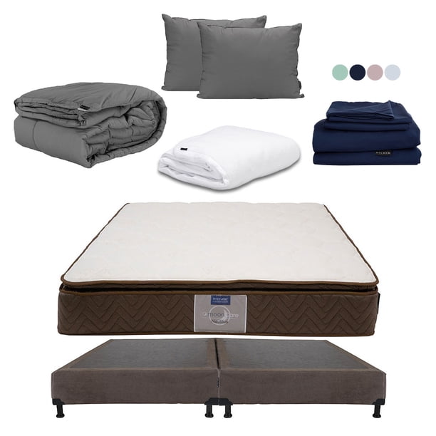 Colchón King Size Nautilus + Box + Almohada 2Pack + Protector Cloud + Sábanas Softy + Edredón Homy