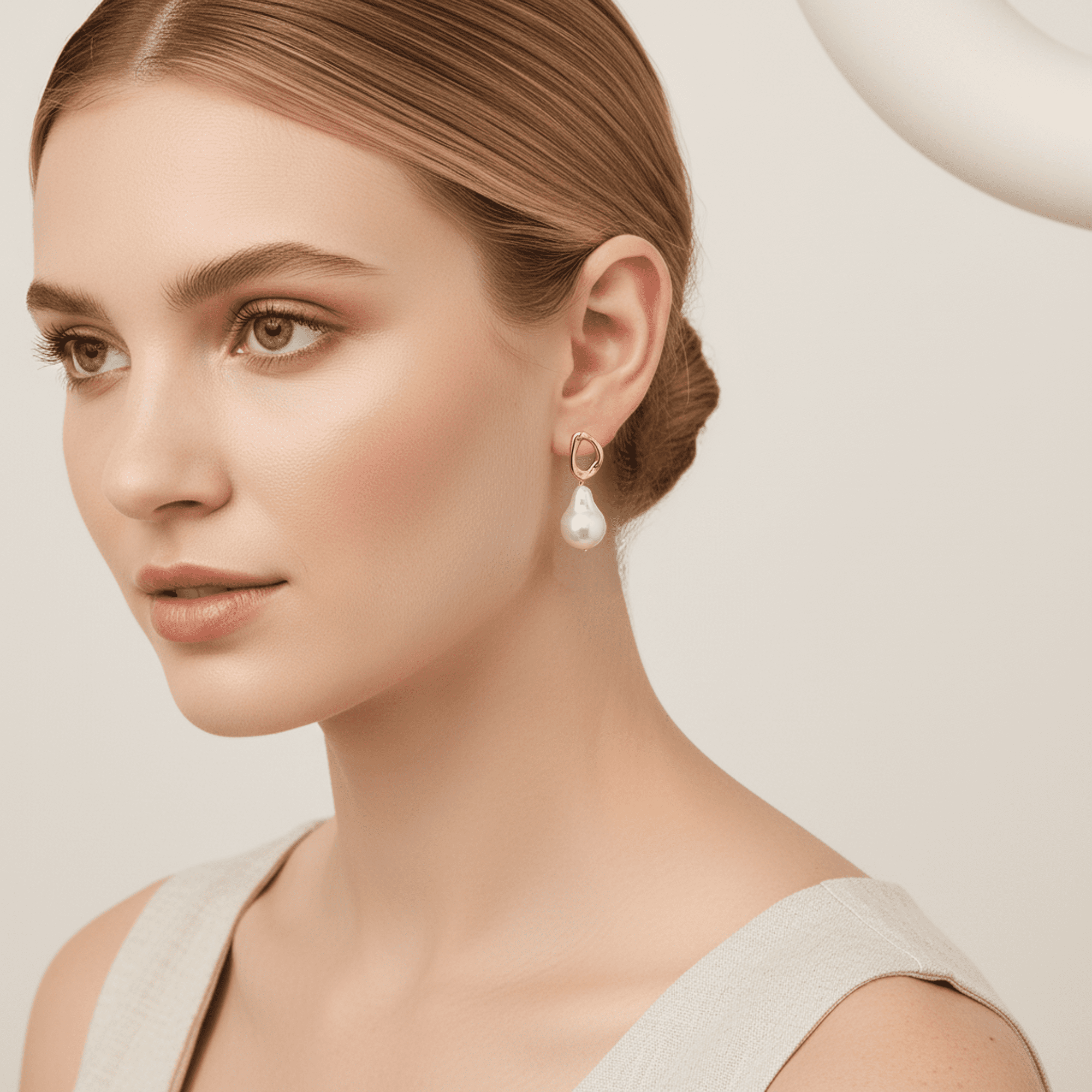 YAMI 9-10mm Baroque Freshwater White Pearl Drop Earrings for Women, 925 Sterling Silver Cultured Pearl Dangle Earrings Elegant Mother 's Day Jewelry Gift