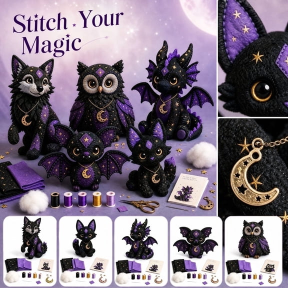 Halloween Diy Craft Kit for Adults and Teens, 3D Stuffed Owl Plush Craft, Complete Sewing Craft Set, Halloween Plush Decoration, Felt Fabric & Thread Supplies with Instruction