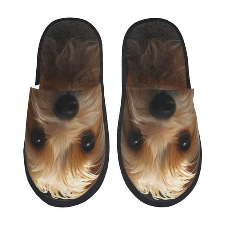 Balery Sunflower Cute Puppy Slient Indoor Furry Fleece Comfort House Shoes Soft Non-Slip Home Shoes Cotton slippers House Slippers-- Large