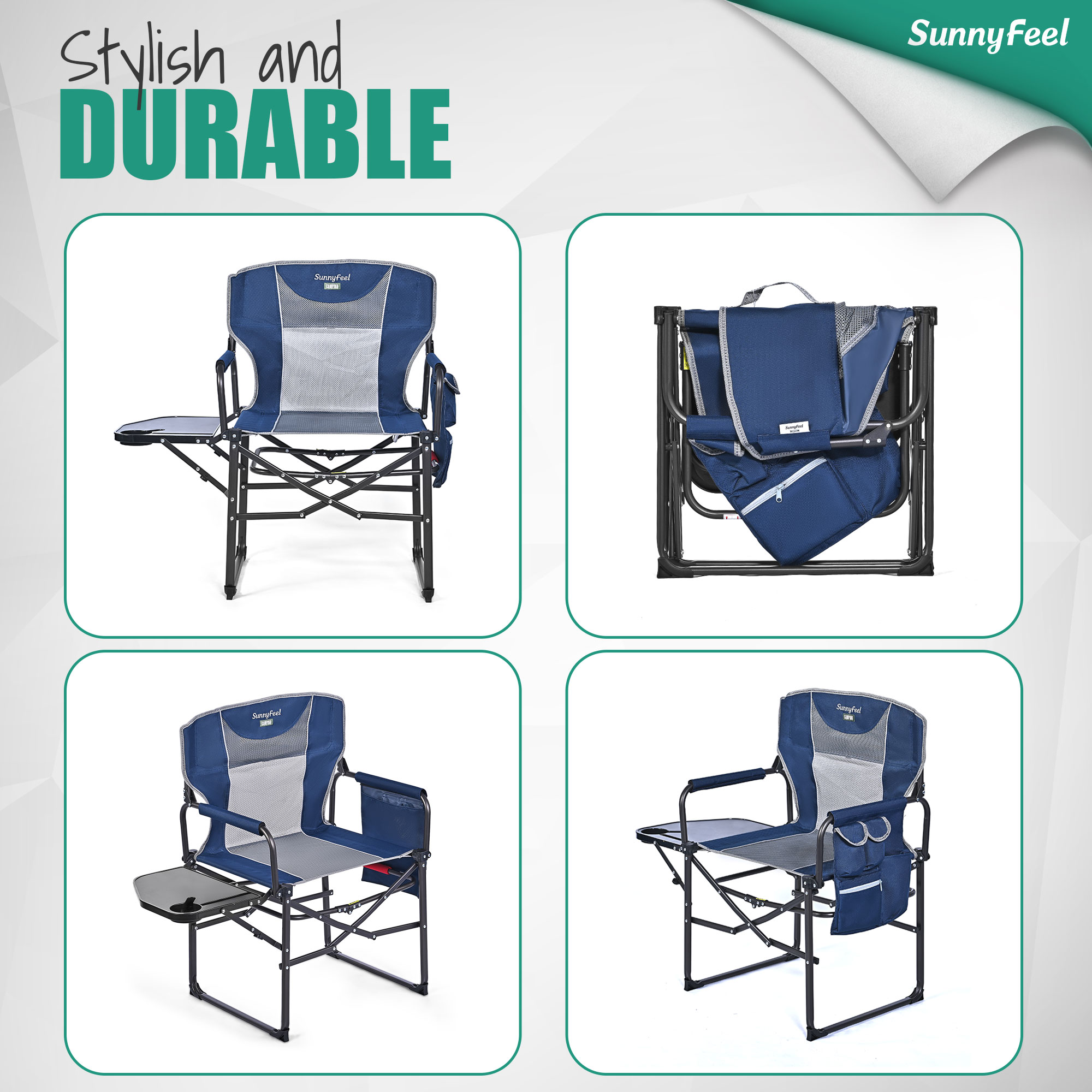 Sunnyfeel Folding Camping Chair with Side Table photo 4