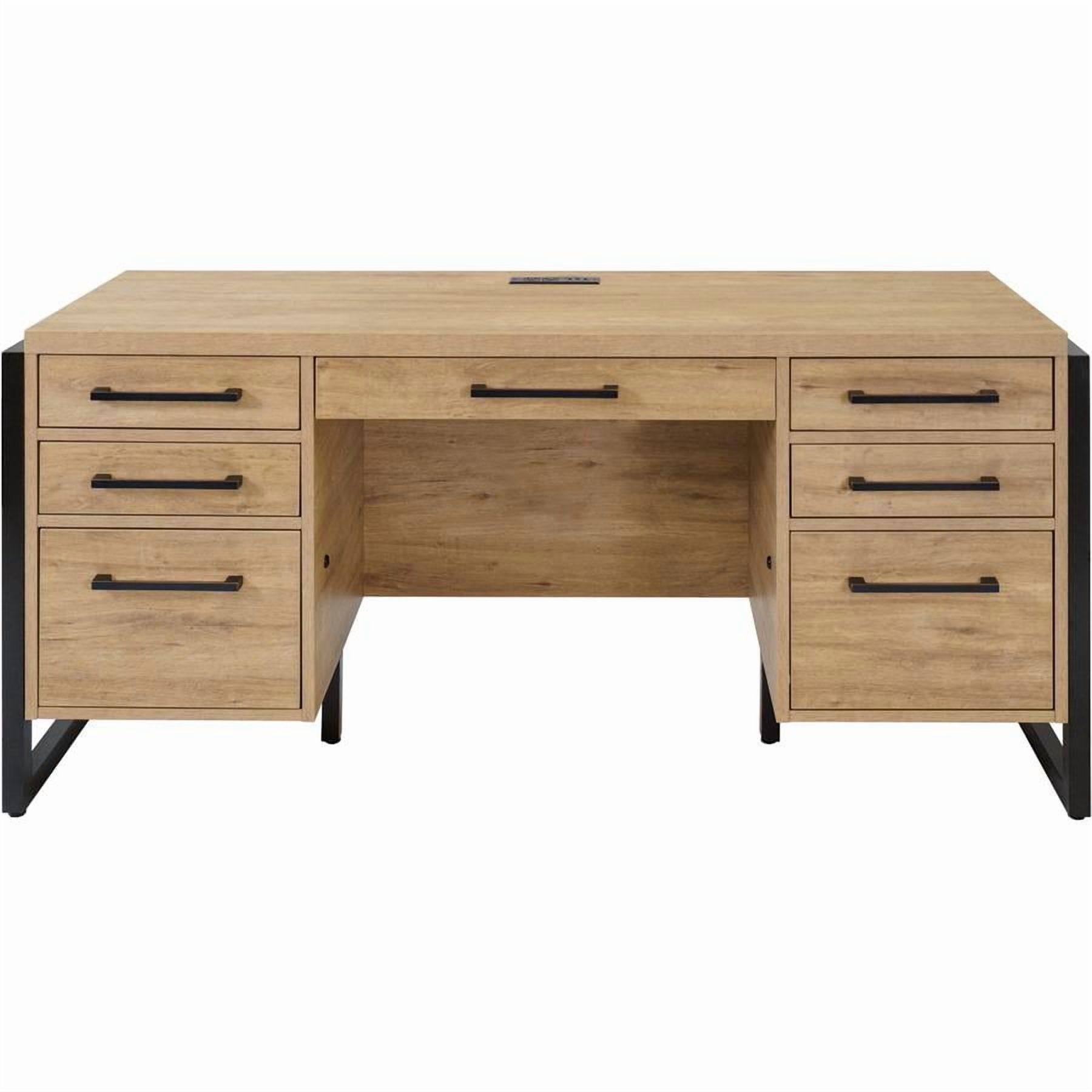 Modern Wood Laminate Double Pedestal Executive Desk  Light Brown