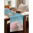 thumbnail image 4 of Life Is Better At The Beach Table Runner, Summer Sea Umbrella Slippers Starfish Cotton Linen Kitchen Table Decoration Washable Dining Tabletop Runners for Home Party Decor 13x120 Inches, 4 of 9